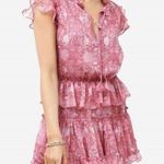 Misa Los Angeles Lillian Floral Print Ruffle Mini Dress Washed Rose Lilac Large Photo 0
