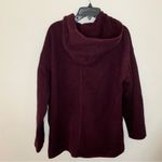 The North Face  Burgundy Fleece Jacket hooded wrap front coat womens large button Photo 5