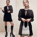 Free People Black Velvet Lace Witchy WhimsiGoth Midnight Hour Mini Dress Small Photo 1