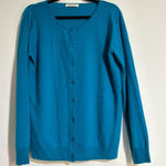 WoolOvers Cashmere Merino Crew Neck Cardigan Blue Size Large Photo 0
