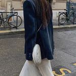 Commense navy Velvet Elegant Shift Button Blazer Small Blue Photo 2