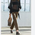 ZARA NWT RELAXED MID-WAIST WAXED JEANS In Brown US -6 Photo 1