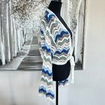 Francesca's Multicolor Crochet Bell Sleeve Fleur Tie Front Pullover NWT Photo 9