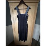 Bardot Amalie VelourVelvet Dress Size 4 NWT Grey Blue | Square Neck | High Slit Photo 4
