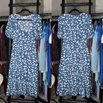 Reformation  Beechwood Blue Floral Puff Sleeve Midi Dress Photo 4