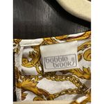 Vintage Satin Equestrian Chain Print Blouse Heritage Preppy Baroque Top Large Gold Photo 9