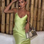 ZARA Dress light green Slip Midi Satin Effect Maxi Wedding Party Photo 0