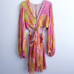 ZARA Bohemian Long Sleeve Open Side Paisley Mini Dress Photo 1