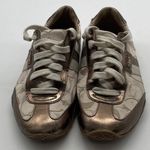 Coach  Brown Kinsley Q986‎ Metallic Signature Stripe Sneaker Women's - Size 6 Photo 0