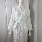 Charter Club  100% X Small White Romantic Flora Embroidered Robe Cottagecore Photo 4
