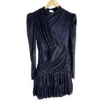 Sabina Musayev Brenda Navy Blue Metallic Long Sleeve Mock Neck Mini Dress Small Photo 4