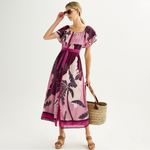 Nine West Multicolored Tiered Short Sleeve Button Front Maxi Dress Photo 3