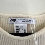 ZARA NEW Rhinestone Soft Crop Top in Cream Photo 4