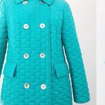 vintage • 60s teal quilted coat lightweight double breasted aqua turquoise Size XS Photo 3