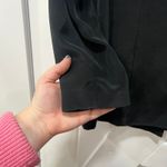 Carlisle  Women Blazer Jacket 10 Silk Tie Front Black Chic Long Line NYC Shoulder Photo 7