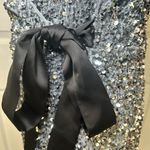 EXTRO&VERT Silver Sequin Romper Long Sleeve Sparkly Party Clubwear Sz L Photo 4