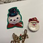 Lot Of 3 Costume Brooch Pins Christmas Holiday 2 Handmade Santa Snowman Etc Photo 1