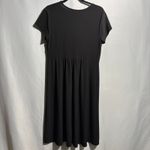 VTG Y2K Black Midi Dress Belted Empire Waist V Neck Short Sleeve 16 Formal USA Size 14W Photo 3
