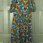 Oliphant Midi Dress with Puff Sleeves and Floral Pattern Patola Mustard Yellow Photo 5