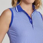 NEW Ralph Lauren RLX Airflow Sleeveless Golf Polo Women’s XS Blue Geo Photo 2