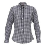 Chef Works 2XL Navy White Gingham Dress Shirt W500 BWK Womens Long Sleeve Blue Size 2X Photo 0