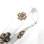 Fossil Womens Small White Leather Gold Metallic Cross Studded Belt Boho Western Photo 1