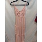 Rue 21  Pink Tiered Maxi Dress Smocked Bodice Tie Front Cami Beach Vacation M Photo 1