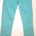 Juicy Couture New Logo Crop Jeans 25 Womens Snap Pockets Aqua Blue Teal Skinny Photo 0