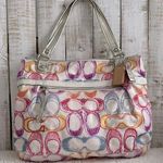 Coach  Poppy Dream Multi Signature Optic Soulder Glam Tote Bag With Embro… Photo 0