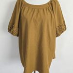 Old Navy  Ochre Lantern Sleeve Linen Blend Eyelet Detail Blouse Size XL Photo 0