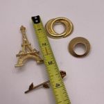 Lot Of 4 Women’s Gold Tone Brooch Pins Metal Eiffel Tower, Rose Photo 7