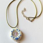 Handmade flower porcelain donut unique boho fairy whimsical necklace💐⭐️💧 Photo 4