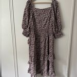 NWT Ivy City XL Olivia Smocked Puff Sleeve Mid Ruffle Dress in Floral Purple Photo 6
