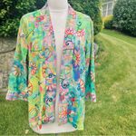 John Mark  Colorful Floral Embroidered Kimono Petite Jacket Photo 4