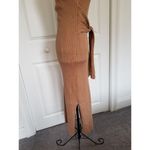 Good American Sleeveless Rib Knit Tie Waist Midi Dress Taupe Tan Size 2 M Photo 4