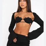 White Fox Boutique WHITE FOX Level Up Long Sleeve Crop Black Photo 2