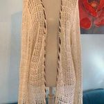Katie Todd Weave Crochet Cardigan Boho Sz M Medium Cover Up White Ribbon Trim Photo 0