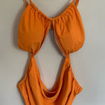 Source Unknown Women’s One Piece Orange Swimsuit Open‎ Abdomen Area Size XL Photo 0