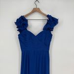 After Six Dramatic Ruffle Edge Strap Chiffon Maxi Dress In Cobalt Blue Size 8 Photo 3