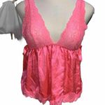 Victoria's Secret Victoria Secret Babydoll Lingerie Top Teddy Satin Hot Pink Lace Medium Photo 0