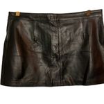 Elegant Moments Black 100% Leather Mini Skirt Button Zipper Closure Women's 1X Photo 1