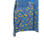DRA Los Angeles Quilted Floral Print Button Front Jacket Medium Blue Yellow Pink Photo 1