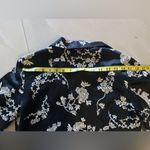 Chico's  Black Silk Blazer with White Stitched flowers size 0 open Photo 2