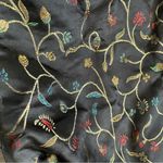 Vintage Asian Black Floral Embroidered Bamboo Handle Small Hand Bag Photo 6