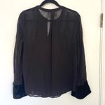 Velvet by Graham & Spencer Becky Beaded Velvet Georgette Black Sheer Blouse XS Photo 8