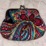 Vera Bradley  coin purse/ black with/ colorful floral pattern Photo 0