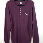 Victoria's Secret ‎ Purple Sleepwear Thermal Waffle Shirt Henley Women’s Size L Photo 0