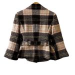 CAbi Plaid Wool Blend Removable Belted Jacket Size 8 Brown Pink Y2K Italy Photo 1