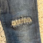 Current/Elliott Current/Elliot Distressed Dark Blue Denim Jeans‎ with Knee Rip Straight Leg Photo 2