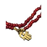 CC Skye Coral Bead Bali Necklace Brass Charms Hamsa Evil Eye 48" NWT Red Photo 1